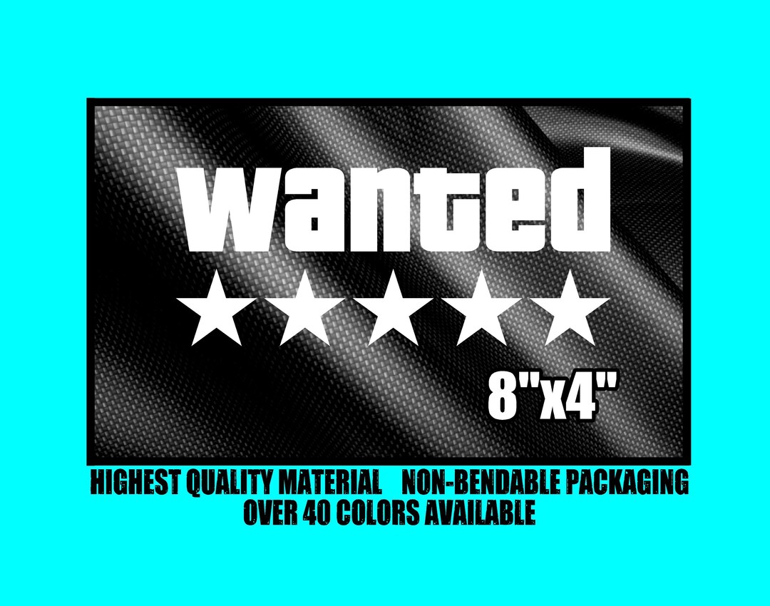 Wanted 5 Star Car Decal 8x4 | Vinyl Car Truck Window Sticker Bumper ...