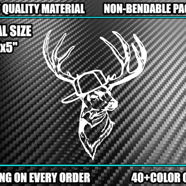 DEER with HAT Vinyl Decal Sticker Buck Hunting Bow Diesel Truck Car Country