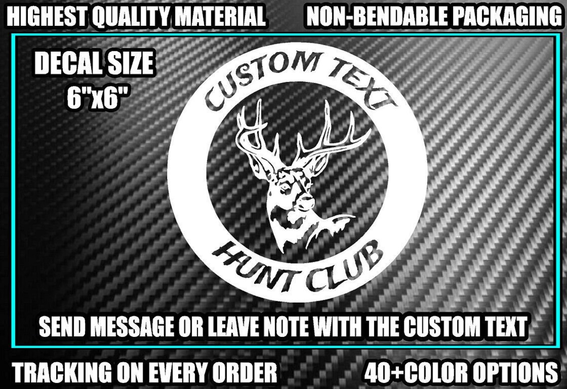 CUSTOM TEXT HUNT Club Vinyl Decal Sticker Buck Bow Diesel Truck Hunting ...