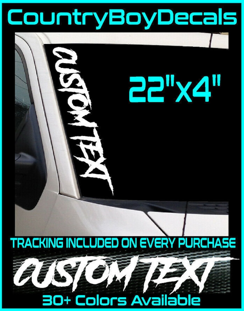 CUSTOM TEXT Vertical STACKED Windshield Vinyl Side Decal Etsy