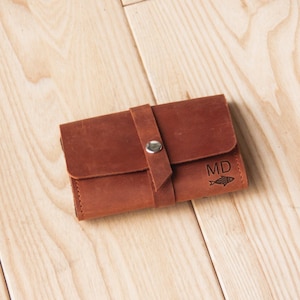 Cartera para pesca con mosca, Cartera de cuero para moscas, Estuche de cuero para moscas, Cartera para pesca, Bolsa para moscas, Estuche para moscas, Regalos de pesca con mosca para hombres, Regalos para pescadores