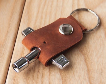 Personalised drum key holder,Leather drum key keychain,Drum key chain,Drum key bag,Drum key case,Leather drumstick keychain,Music key fob