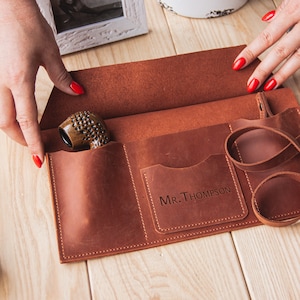 Leather pipe roll, Leather tobacco pouch, Leather pipes bag, Leather tobacco case, Pipe pouch, Pipe roll, Leather pipe pouch