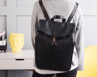 Leather backpack women, Rucksack, Black leather backpack, Laptop backpack