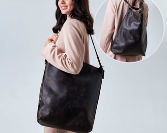 Mochila tote convertible,Bolsos de piel para mujer,Mochila tote convertible,Bolso convertible en mochila,Bolso tote grande de piel,Mochila tote