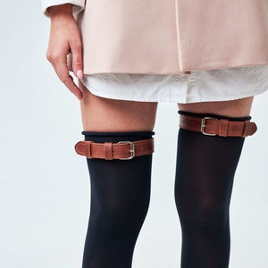 Leather buckle garters, Leather garters women, Leather thigh garters, Leather bridal garters, Leather sleeve garters, Leather garters thigh