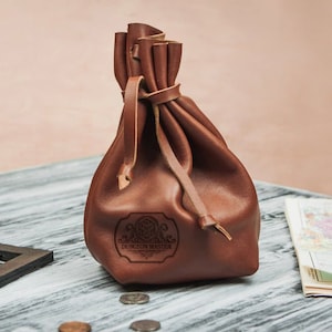 Dice bag, Large dice bag, Leather Pouch bag , Leather Drawstring Bags , Coin Pouch , Medicine Bag