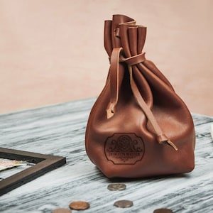 Leather drawstring pouch, Leather Pouch bag , Dice bag, Coin Pouch , Leather Medicine Bag