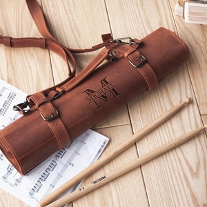 Custom Drum stick bag, Drumstick holder, Leather drumstick bag, Drumstick case, Drummer gifts for men, Drumstick roll