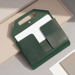 Portadocumentos de cuero, Estuche para documentos de cuero, Portafolio de cuero, Carpeta de documentos de cuero hecha a mano, Estuche para documentos personalizado