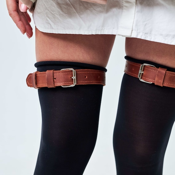 Leather buckle garters, Leather garters women, Leather thigh garters, Leather bridal garters, Leather sleeve garters, Leather garters thigh