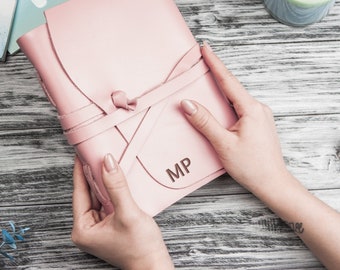 Journal en cuir personnalisé, journal rose, journal de voyage A5, journal intime en cuir, cadeau de Saint-Valentin pour femme