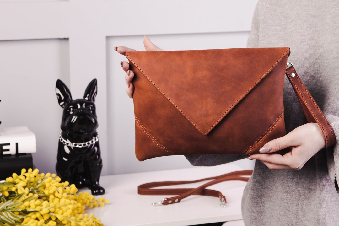 Personalized Leather Clutch Bag,leather Envelope Clutch,leather