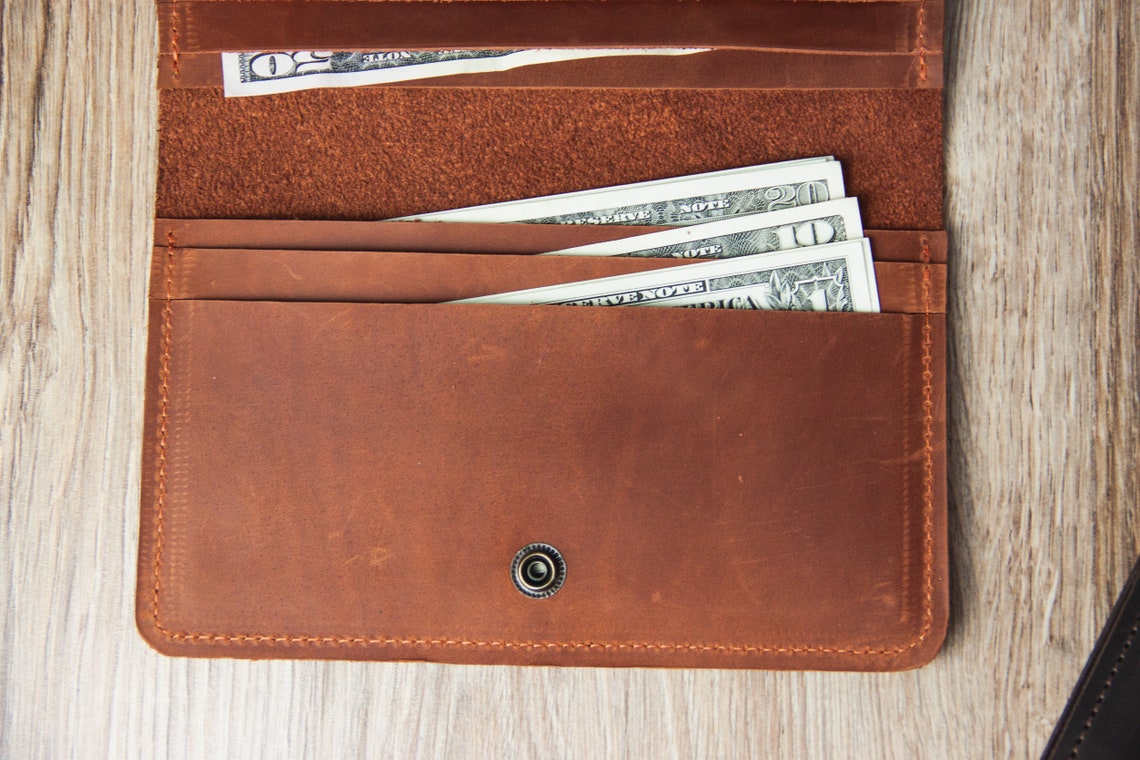 Leather cash envelope wallet Cash organizer Budget envelope Etsy