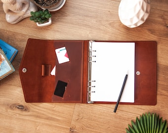 Porte-documents en cuir personnalisé,Porte-documents à 3 anneaux,Classeur à 3 anneaux en cuir,Porte-documents en cuir pour homme,Couverture de reliure en cuir