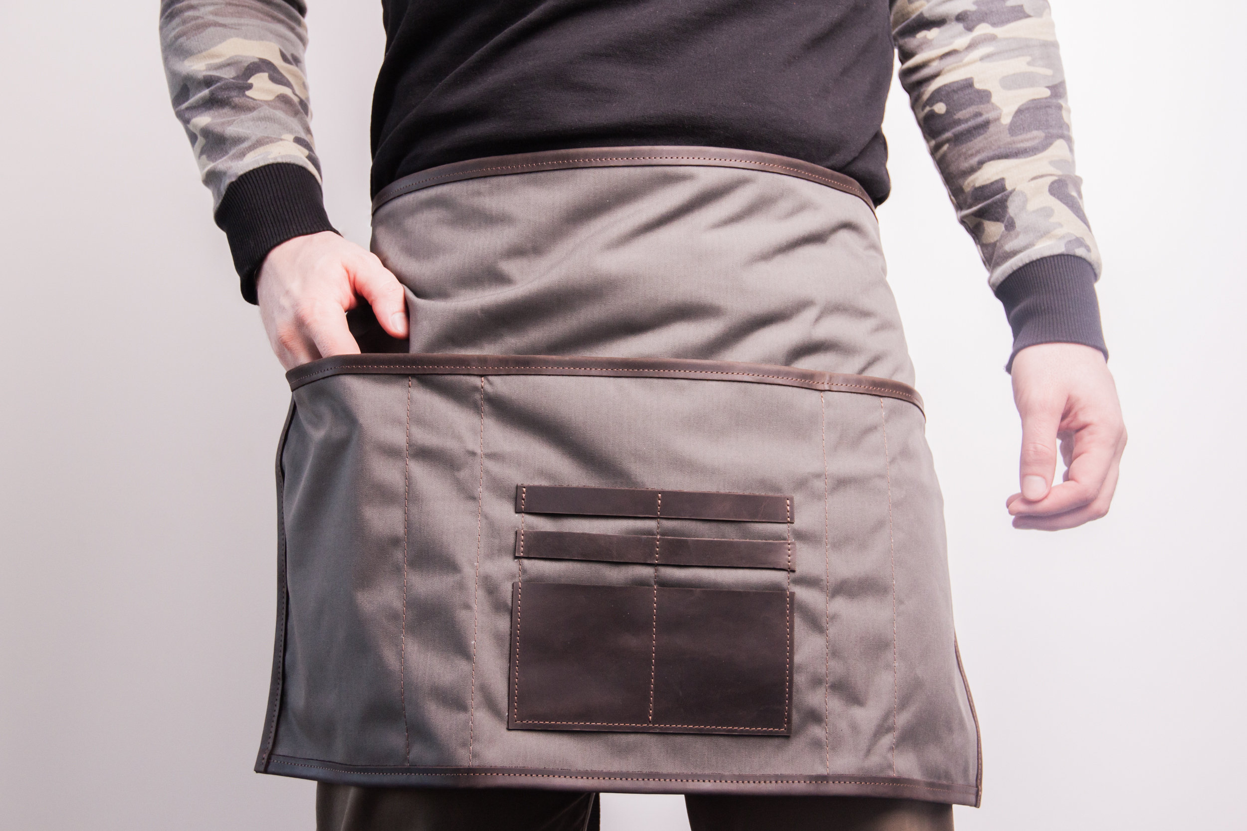 Canvas half apron, Canvas leather apron, Canvas waist apron, Canvas garden apron, Half apron with pockets, Customized half apron