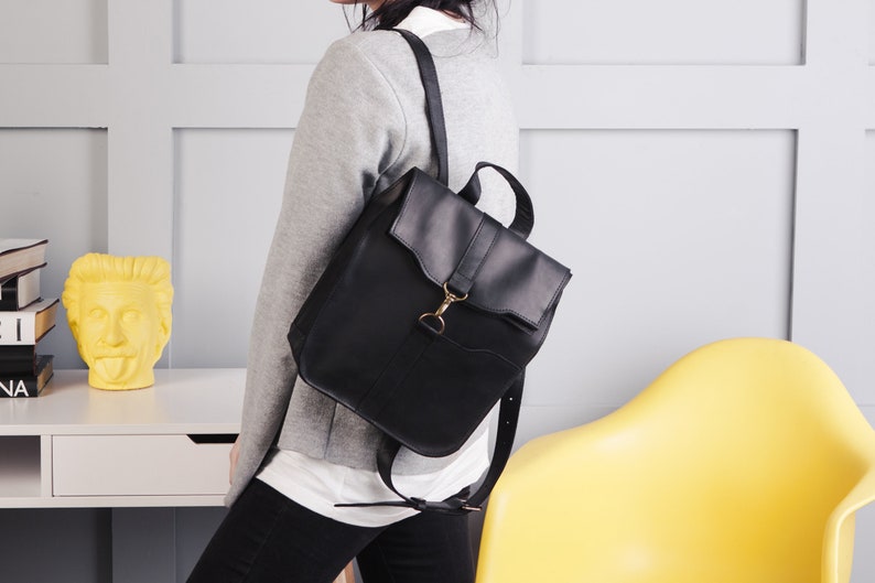 Mini backpack purse, Leather backpack women, Small backpack, Black leather backpack 