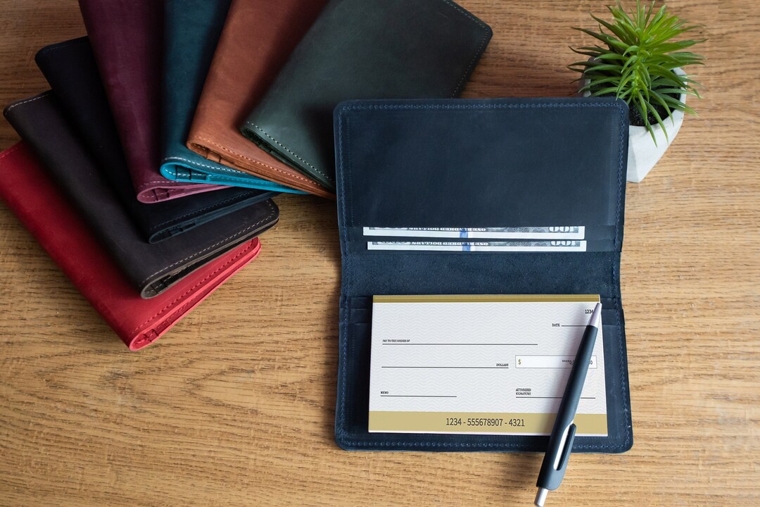 Engraved Leather Checkbook Wallet,leather Checkbook Cover,checkbook
