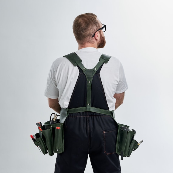 Tool belt suspenders, Carpenters tool belt with suspenders, Work belt suspenders, Electrician tool belt, Tool belt with shoulder straps