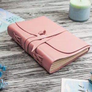 Personalized leather journal pink,Leather journal personalized for women, Leather notebook personalized,Notebook or Sketchbook