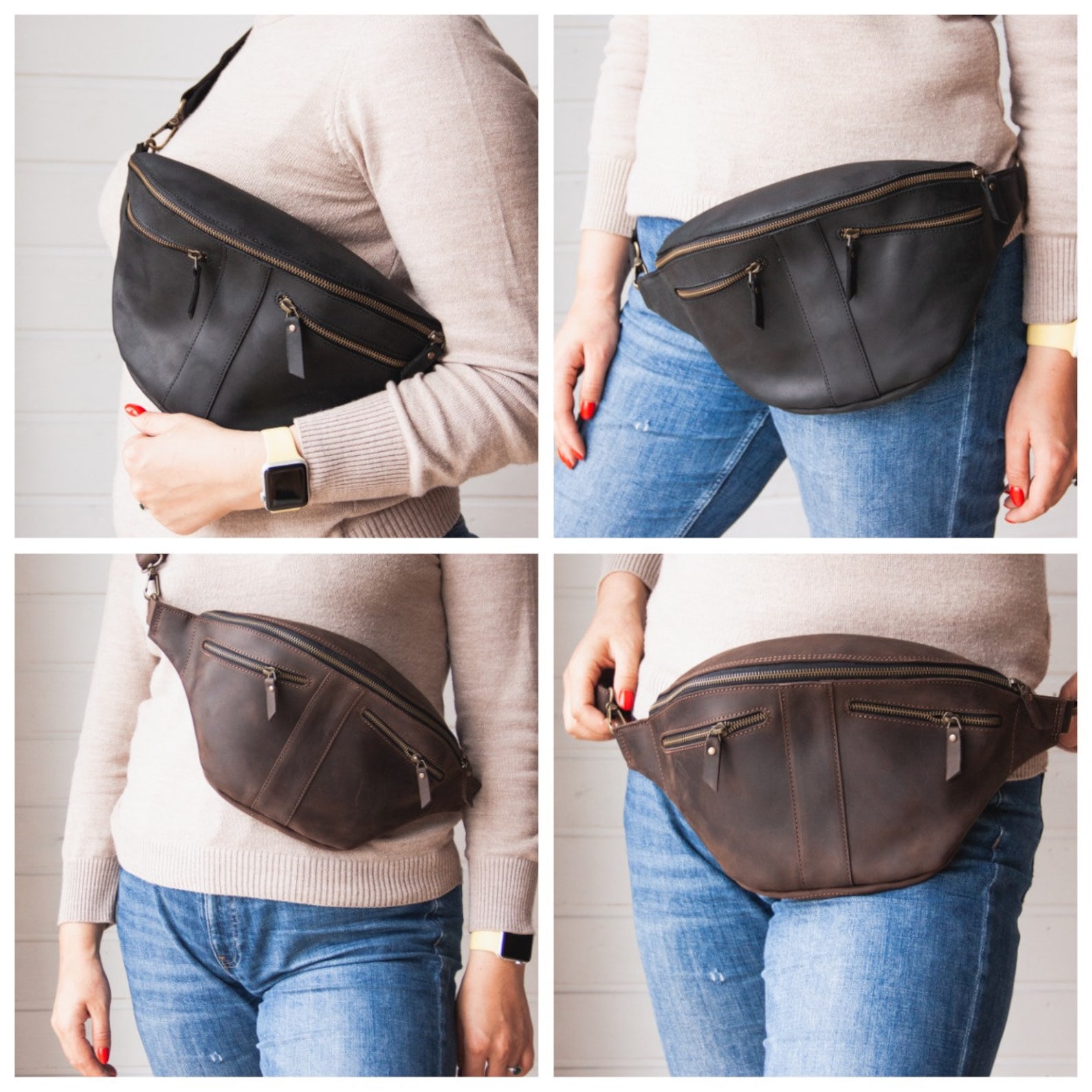 Leather Belt Bag Women Leather Belt Bag Crossbody Leather Etsy