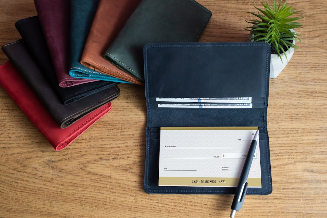 Personalized Checkbook Cover, Leather Checkbook Wallet, Checkbook