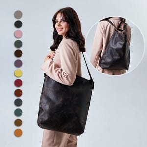Wandelbare Tragetasche Rucksack, Wandelbare Tragetasche Rucksack, Große Tragetasche Frauen, Laptop Tragetasche mit Personalisierung, Lederne Tragetasche
