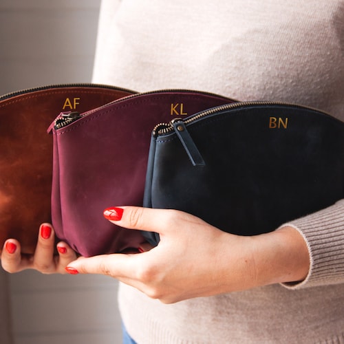 Leather Makeup Bag/personalized Bridesmaid Gift Etsy