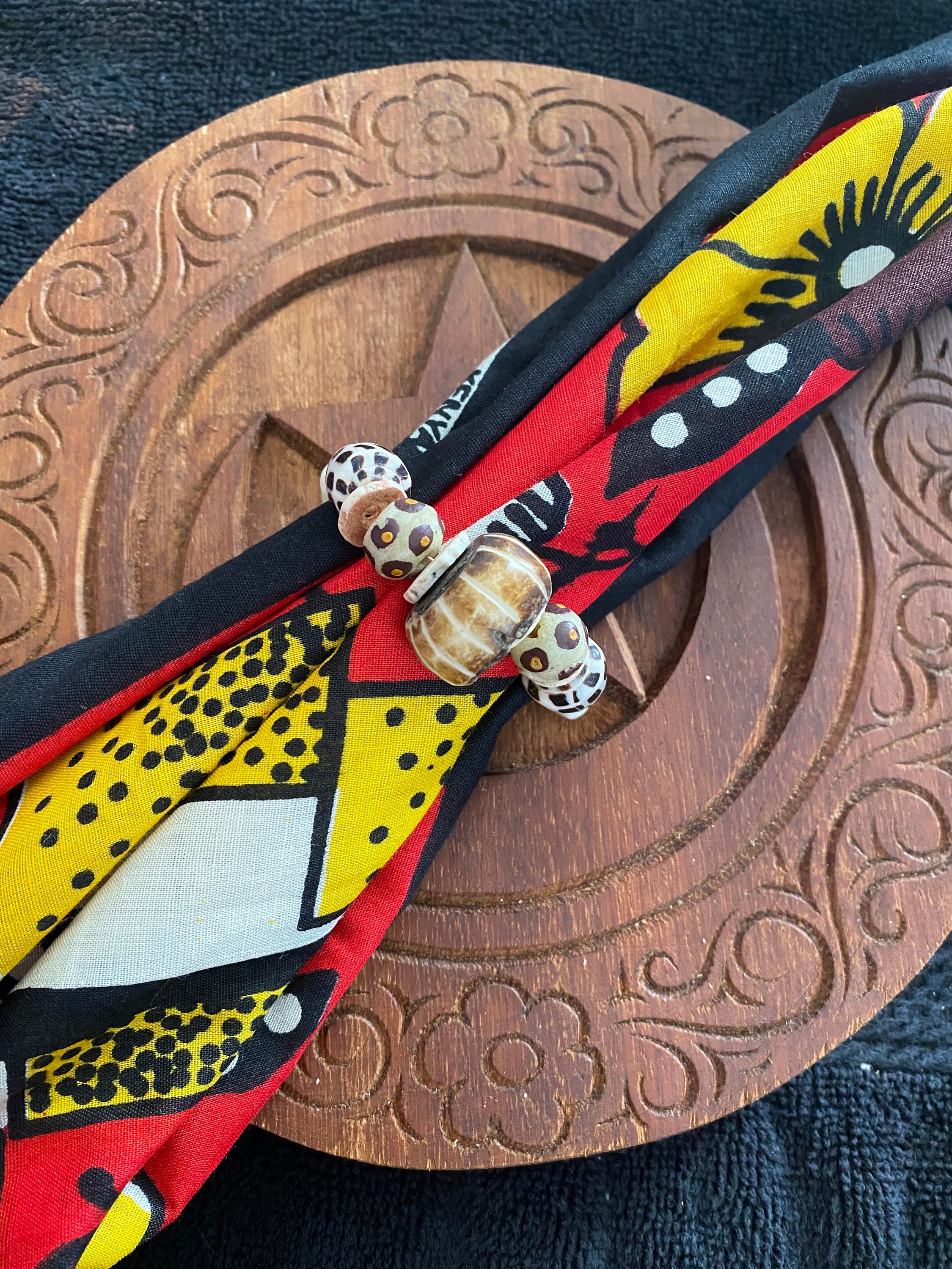 African Bead Napkin Ring Etsy