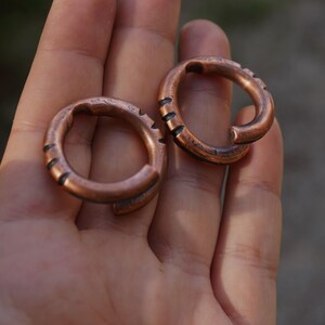 Copper weights, 4 Gauge copper hoops, Stretched ears, Dangle hoops, Ear hangers, Dangle plugs, Ear weights, Copper hoops, Small hoops
