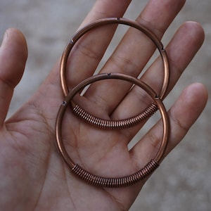 Copper weights, 7 Gauge copper hoops, Stretched ears, Dangle hoops, Ear hangers, Dangle plugs, Ear weights, Copper hoops, Big hoops