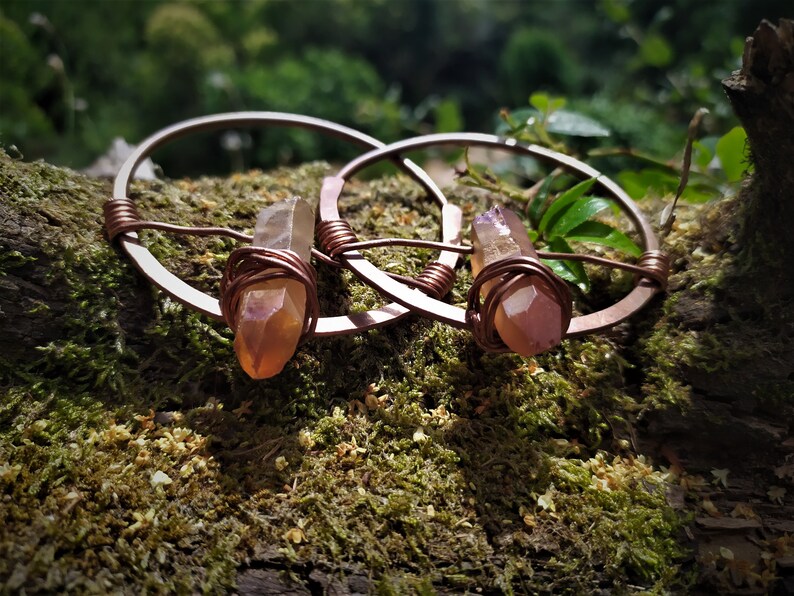 Copper Ear Weights Crystal Ear Weights Stretched Lobes Ear Etsy