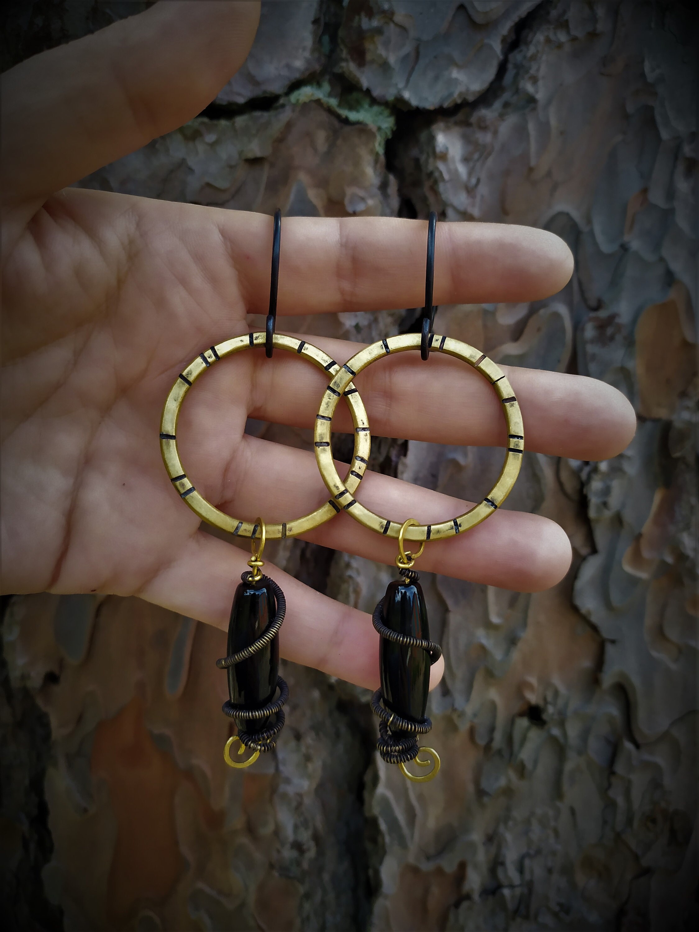 Ear Weights Crystal Ear Weights Streched Ears Brass Hoops Etsy