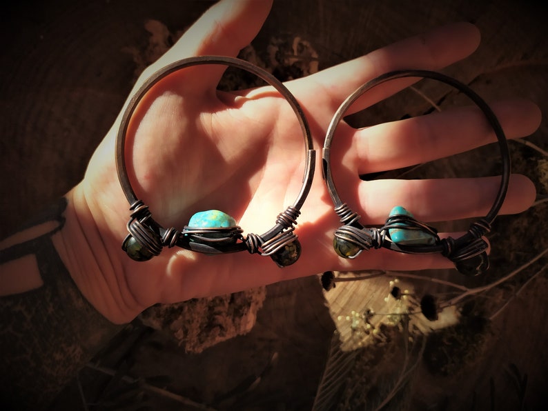 Stretched lobes Gauged ears Dark ear weights Copper ear weights Agate ear weight Ear hangers Turquoise ear weight Witch ear weight