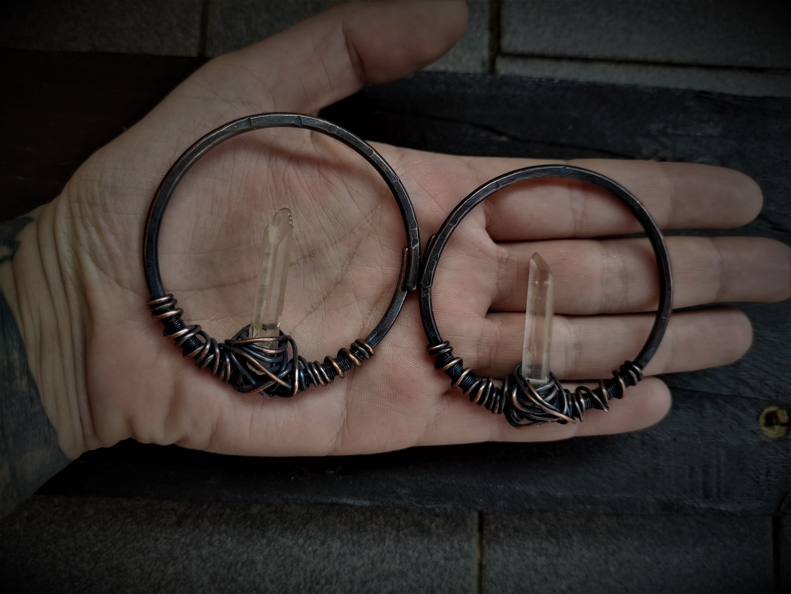 8 gauge copper ear weights Dark ear weights Quartz ear Etsy