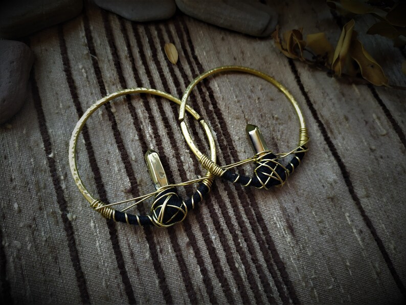 Ear Weights Crystal Ear Weights Streched Ears Brass Hoops Etsy
