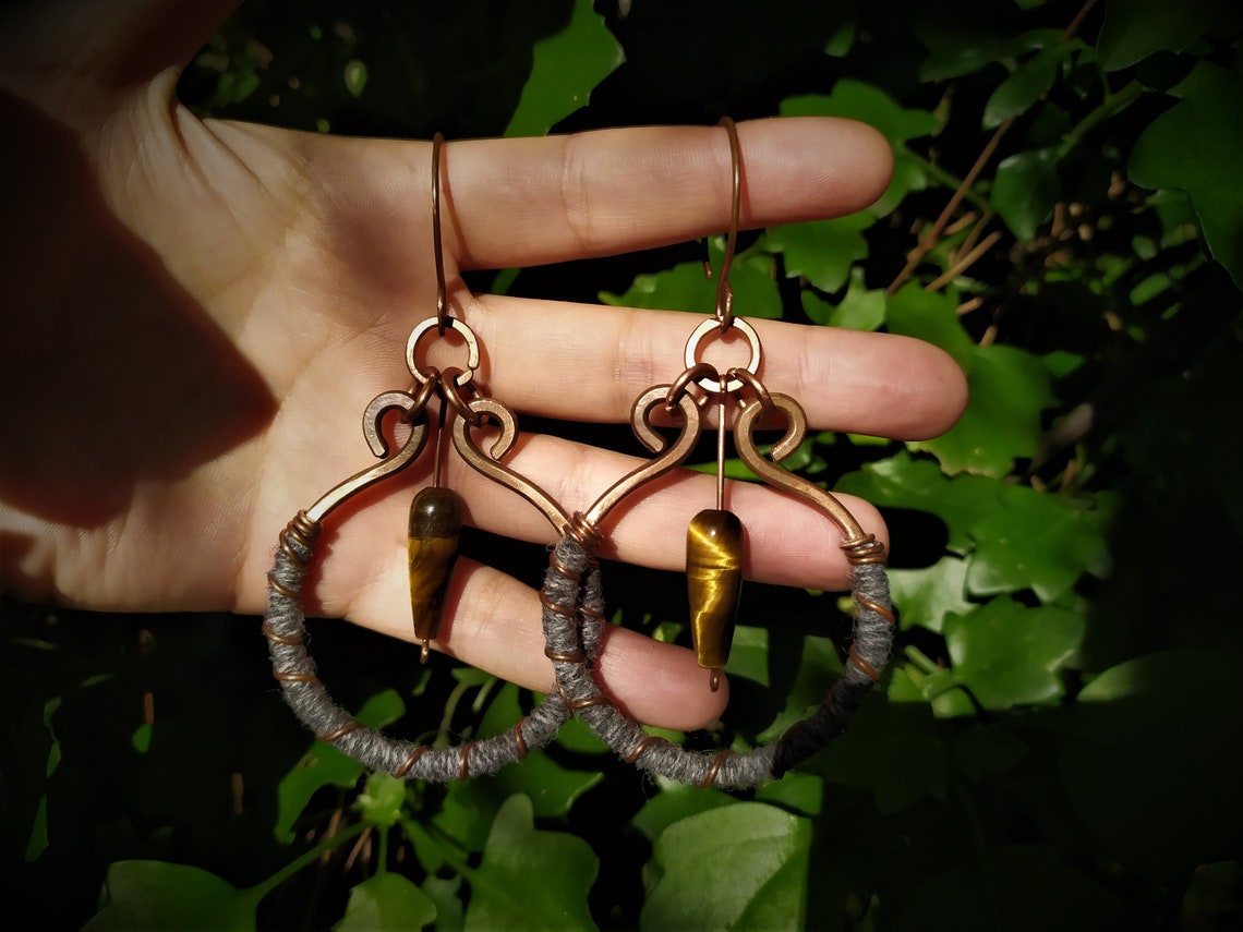 Copper ear weights Crystal ear weights Stretched lobes Ear Etsy