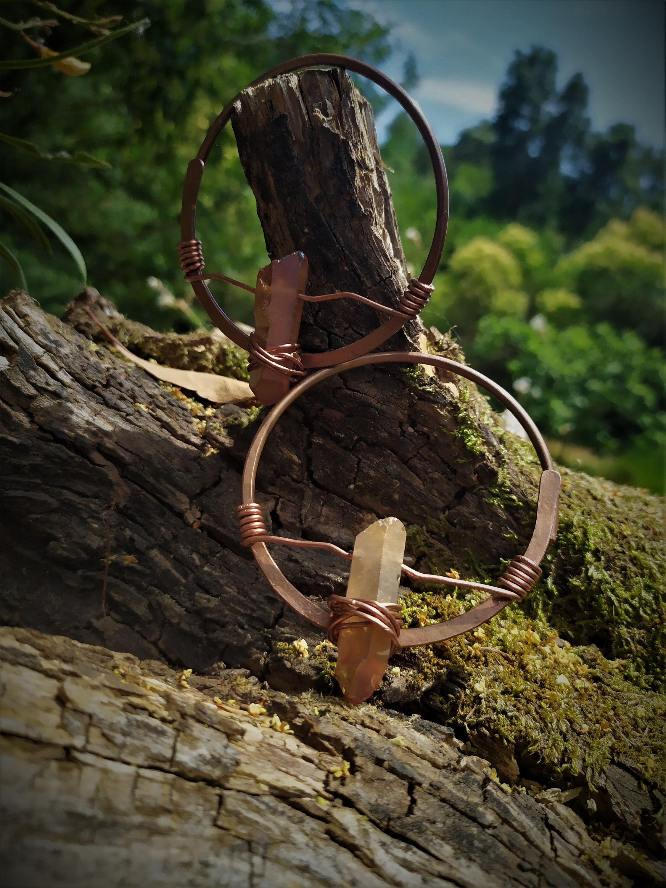 Copper Ear Weights Crystal Ear Weights Stretched Lobes Ear Etsy