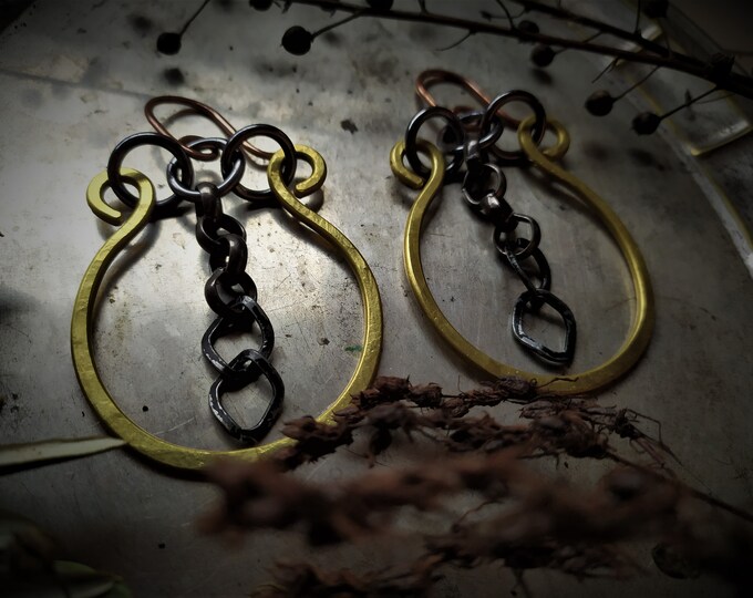 Chain Ear Weights, Ear Weights, Brass Ear Hanger, Plug Jewerly, Ear