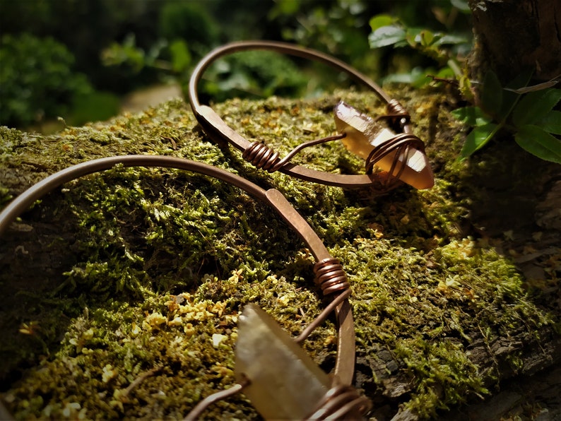 Copper Ear Weights Crystal Ear Weights Stretched Lobes Ear Etsy