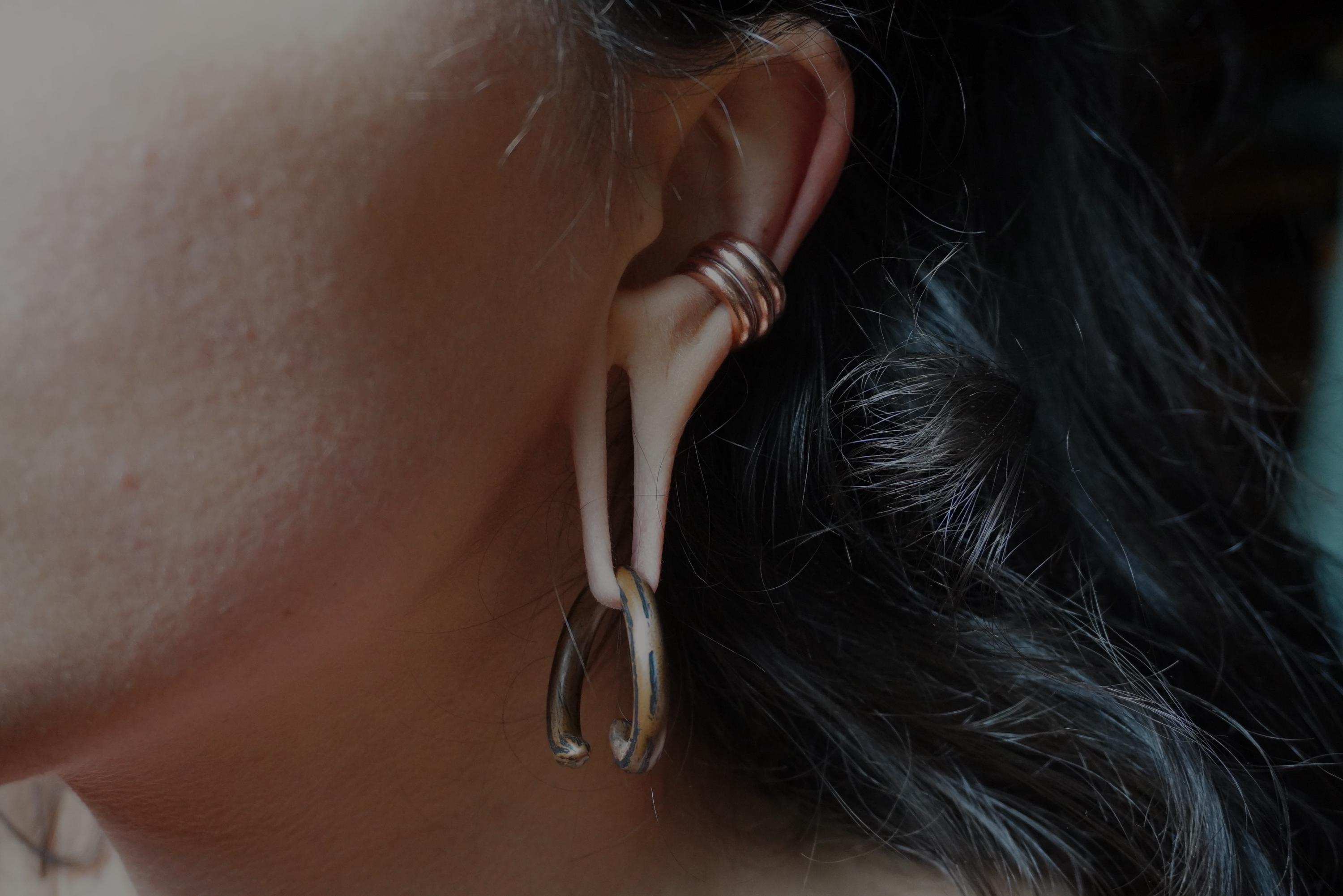 Finto Piercing Per Orecchio Con Scritte | Tunnel Bilanciere In L 872263 - Foto 5