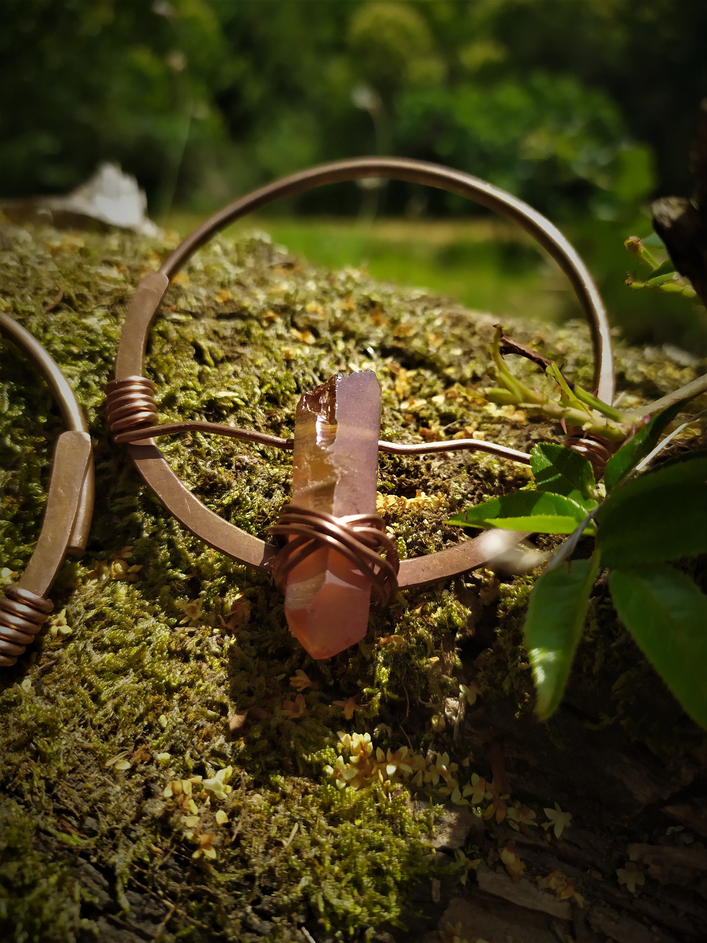 Copper Ear Weights Crystal Ear Weights Stretched Lobes Ear Etsy