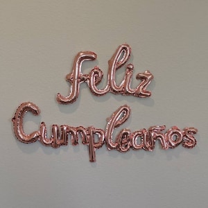 Rose Gold Feliz Cumpleanos Balloons