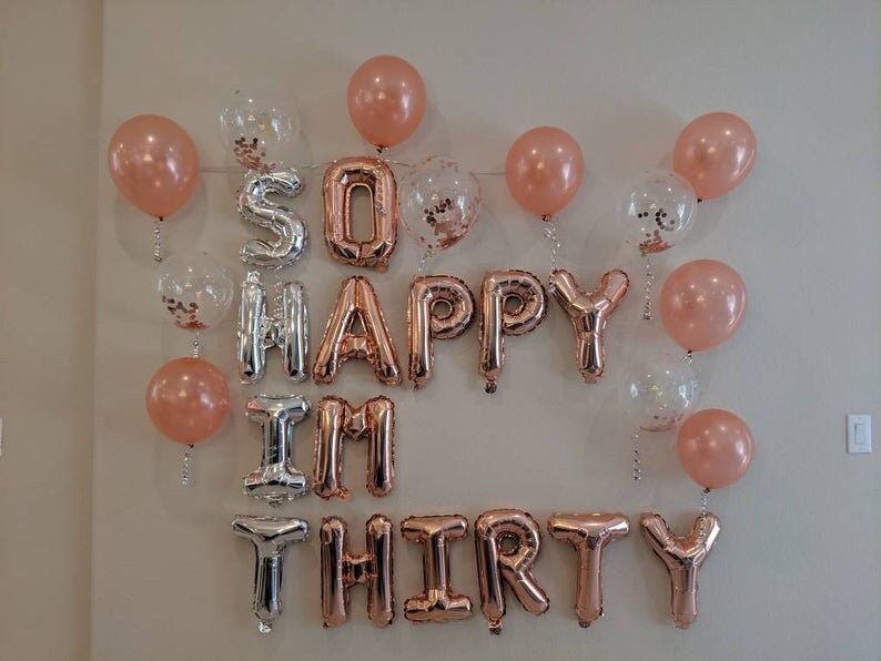 Saludos a 30 años Paquete de fiesta con globos 30 decoraciones de cumpleaños  Globos de 30 cumpleaños Set de decoraciones de feliz cumpleaños Whisky  sucio treinta -  México