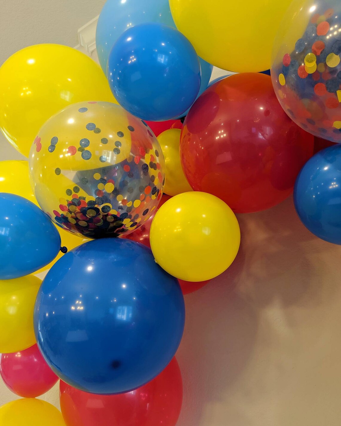 15 Foot Circus Balloon Garland Red Yellow Blue and Confetti Etsy