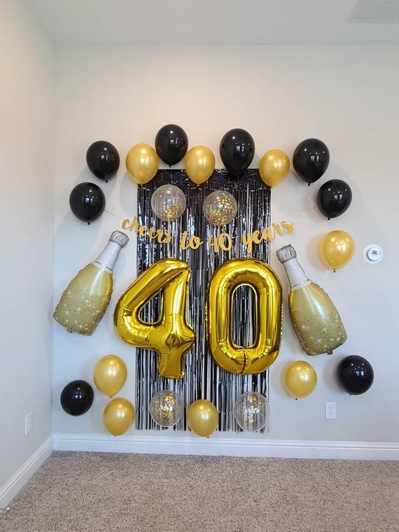  AMZPTBOY Globos de fiesta de cumpleaños número 40 de 12  pulgadas, globos de 40 años, decoraciones de fiesta de cumpleaños con  temática de aniversario de 40 años (globos de fiesta 40) : Juguetes y Juegos