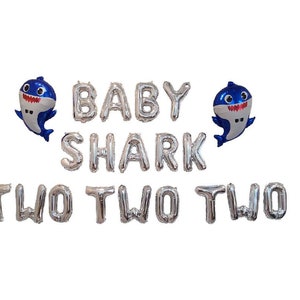 Baby Shark Two Two Two Balloon Banner Second Birthday Balloons 2nd Birthday Astronaut Birthday Baby Shark Birthday Baby Shark Banner
