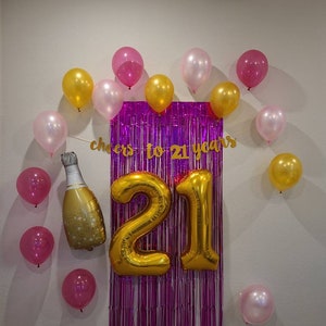 Cheers to 21 Years Party Decoration Set Champagne Balloons Legal AF 21st Birthday Balloons Jumbo 21 Finally 21 Cheers and Gold 21 Number