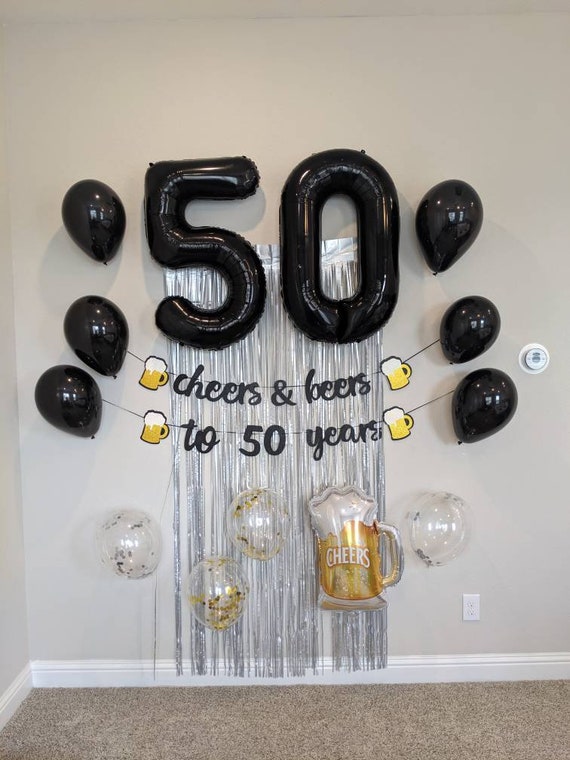 Cheers And Beers To 50 Years Birthday Balloons 50th Birthday Nifty Fifty Cheers To 50 Years Birthday Balloons Beer Balloons Happy Birthday