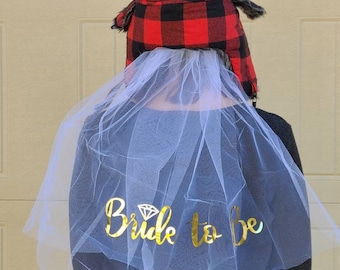 Flannel Fling Bridal Veil Bride to Be Bachelorette Veil Flannel Fling Before the Ring Bach and Boozy Camping Bachelorette Outdoor Bach Party